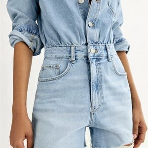 Zara short denim jumpsuit